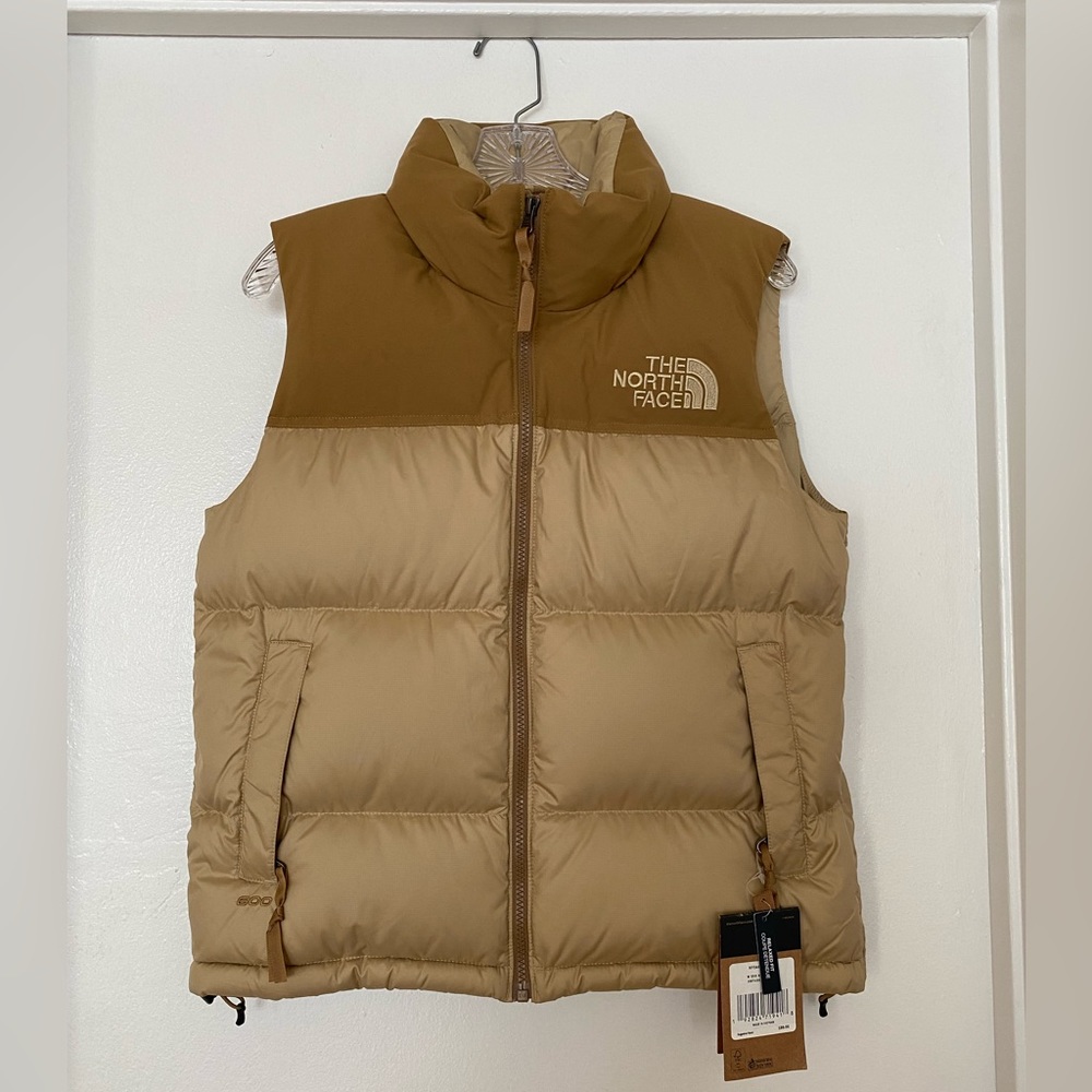 The North Face Womens Eco Nuptse Vest, Hawthorne Khaki/Utility Brown, Size Small
